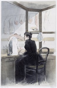 Pénztáros (a hentesnél) – Pierre Vidal „A nő Párizsban” című művében alkotó: French School