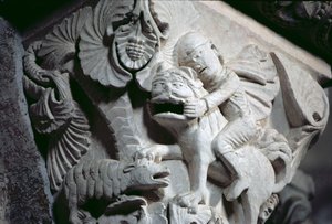 David Slaying the Lion (a nagybetű részlete) 1130 körül (kő) alkotó: French School