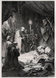 Saint Louis halála Tuniszban 1270. augusztus 25-én – Szent Lajos halála”” (a 7. keresztes hadjárat alatt, 1270. augusztus 25-én) – metszet a „” L