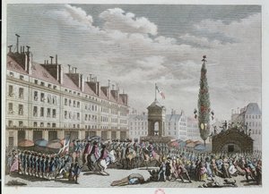 Alkotmánynyilatkozat, Place des Innocents, Párizs, 1791. szeptember, 1791 (színes metszet) alkotó: French School