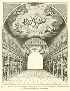 A Petit Chatelet boltozatának díszítése XIII. Lajos bejáratához, 1628, M. Bonnardot által közölt korabeli metszet után alkotó: French School