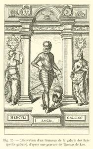Egy trumeau díszítése a Galerie des Rois kis galériában, Thomas de Leu metszete után alkotó: French School