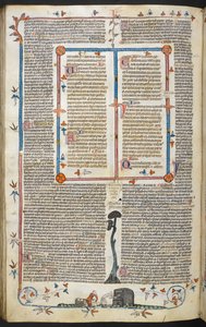 IX. Gergely dekrétái pármai Bernard fényével (a "Smithfield Decretals"), MS Royal MS 10 E IV, f.145v, c.1300-40 (tintával pergamenre) alkotó: French School
