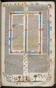 IX. Gergely dekrétái pármai Bernard fényével (a "Smithfield Decretals"), MS Royal MS 10 E IV, f.144r, c.1300-40 (tintával pergamenre) alkotó: French School
