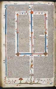 IX. Gergely dekrétái pármai Bernard fényével (a "Smithfield Decretals"), MS Royal MS 10 E IV, f.100v, c.1300-40 (tintával pergamenre) alkotó: French School
