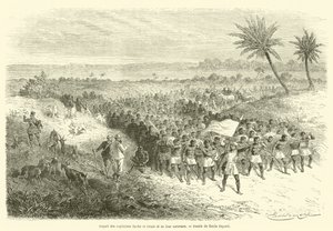 Speke és Grant kapitányok és karavánjuk indulása (metszet) alkotó: French School