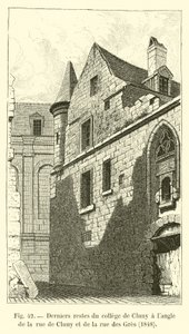 A Cluny-i főiskola utolsó maradványai a rue de Cluny és a rue des Gres sarkán, 1848 alkotó: French School