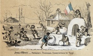 Gyermekek szabadidő- és játékleírása: téli játékok, korcsolyázás, szánkózás és hóépítés. „” les jeux de l