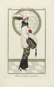 Terv Hermelin és Icigány együtteshez, a Costumes Parisien, pub.1913-ból (pochoir print) alkotó: French School