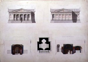 Terv görög újkori stílusú mauzóleumhoz, 1835 körül (toll és tinta, akvarell, papír) alkotó: French School