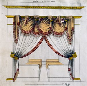 Két ággyal ellátott fülke kialakítása (első birodalom időszaka), illusztráció, Franciaország alkotó: French School