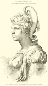 Michelangelo rajza a firenzei galériában (metszet) alkotó: French School