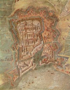 Részlet – La Rochelle ostroma Richelieu bíboros csapatai által 1627-68-ban (olaj, vászon) alkotó: French School