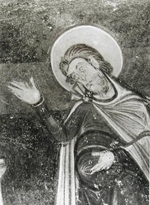 Szent Savin részlete egy freskóról, amely Szent Savint és Szent Cyprient ábrázolja, amint a vadállatoktól szabadulnak, 1100 körül (freskó) (f/w fotó) alkotó: French School