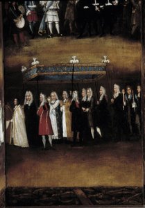 Részlet egy 18. századi képernyőről, amelyet a Fete God (vagy az Oltáriszentség ünnepe) számára használtak alkotó: French School