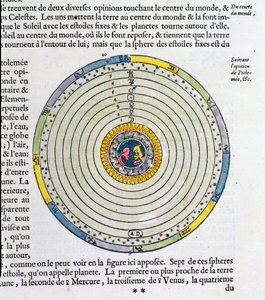 Diagram, amely a Földet mutatja az Univerzum középpontjában, Ptolemaiosz szerint (i.sz. 127-145) alkotó: French School