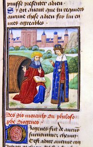 Diogenes, a Histoire des Philosophes-ból, 15. század végi (vellum) alkotó: French School