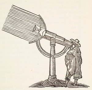 Dioptriás teleszkóp, Boris Mestchersky (†1957) metszetének másolata, illusztráció a Histoire de la Nation Francaise, Sciences, I. és II. kötetből, Gabriel Hanotaux (1853-1944), 1924 alkotó: French School