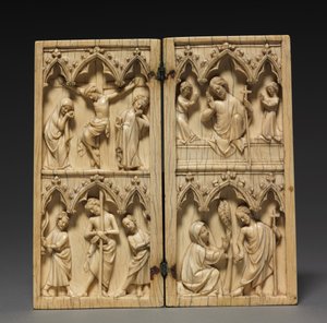 Diptichon: Jelenetek Krisztus szenvedéséből és utóéletéből, 1330-1350 alkotó: French School