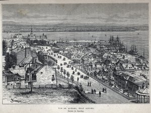 Fedezze fel Kanadát: nézze meg Quebec városát a 19. század végén. Barclay rajz. A 19. század végi metszete Eugene Guenin „La nouvelle France”-jában. alkotó: French School
