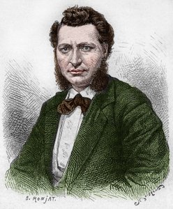 Felfedezte Kanadát: Louis Riel (1844-1885), kanadai politikus és a metis nép védelmezőjének portréja. A 19. század végi metszete Eugene Guenin „La nouvelle France”-jában. alkotó: French School