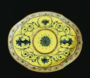 Edény sárga háttérrel, Sevres Workshop (porcelán)