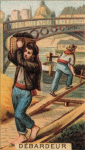 Dokkoló kirakodása egy uszályról (chromolitho) alkotó: French School
