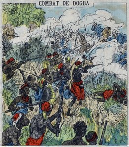 Dogba-csata Dodds tábornok expedíciós hadereje és Behanzin csapatai között. Dahomey alkotó: French School