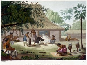 Háztartási foglalkozások a Timor-szigeti Coupangban. alkotó: French School