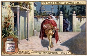 Don Juan trubadúrban: II. felvonás sc. A „Don Giovanni”” Mozart-opera IV. Liebig Chromolithography, v.1900 alkotó: French School