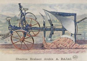 Kettős eke Brabant, amelyet Antoine Bajac talált fel, 1900 körül alkotó: French School