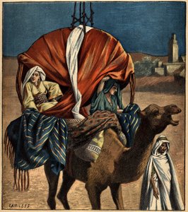 A dromedárt közlekedési eszközként használják. Tunézia, Afrika alkotó: French School