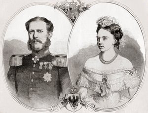 Vilmos mecklenburg-schwerini herceg és felesége, Frederica Wilhelmina Louise Elisabeth Alexandrine porosz hercegnő, a L