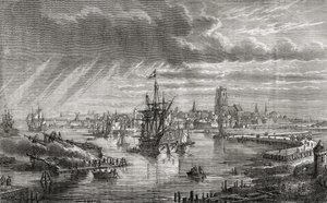 Dunkerque, Franciaország, a 18. században, Louis Blanc (1811-82) „Histoire de la Revolution Francaise” című művéből, amelyet Hildibrand metszett, 1847-62 alkotó: French School