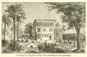 Magas rangú egyiptomi lakóháza falfestmények szerint (metszet) alkotó: French School