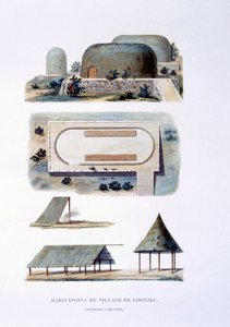 Lakások Likiliki faluban, Új-Írországban, 1826 alkotó: French School