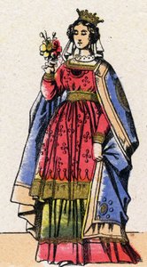 A Capetians-dinasztia: Adele vagy Alix vagy Alice de Champagne (1140-1206), VII. Lajos dit le Jeune (1120-1180) francia királynő feleségének portréja. Epinális képalkotás a 19. század végéről. Magángyűjtemény. alkotó: French School