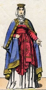 A Capetians-dinasztia: Isabelle de Hainaut (1170-1190) francia királynő portréja, II. Fülöp, Augustus Fülöp (1165-1223) felesége. Epinális képalkotás a 19. század végéről. Magángyűjtemény. alkotó: French School