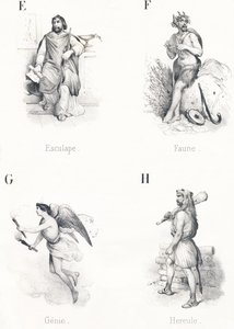 E F G H: Aesculapius, Fauna, Genie, Hercules alkotó: French School