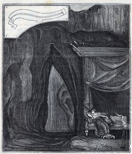 Dionysius füle – Orecchio di Dionisio (Orecchio di Dionigi) – A Dénes füleként ismert barlang belseje Syracuse-ban – Vésés a „” Tudományok mindenek előtt – fizika és kémia” című részében, Alexis Clerc – 19. vége század. Privát co alkotó: French School