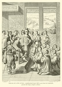 Párizs város polgármesterei, bók XIII. Lajosnak La Rochelle-ből való visszatérésekor, időmetszet; A Bosse után alkotó: French School