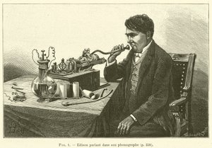 Edison a fonográfjába beszél (metszet) alkotó: French School