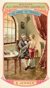 Edward Jenner angol orvos és tudós, aki felfedezett egy vakcinát a himlő (chromolitho) ellen alkotó: French School