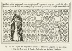 Philippe-Auguste őrmestereinek képmása, akik a Bouvines-hidat őrizték Sainte-Catherine du Val des Escoliers-ben alkotó: French School