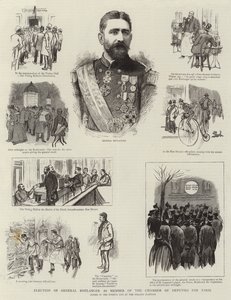 Boulanger tábornok megválasztása a párizsi képviselőház tagjává (metszet) alkotó: French School
