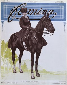 Erzsébet (1876-1965) A belgák királynője, a Femina Magazine címlapjáról, 1910. július 15. alkotó: French School