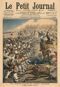 A francia hadsereg elit csapatai, a francia idegenlégió Marokkóban, illusztráció a „Le Petit Journal”-ból, mellékelt illusztráció, 1907. október 6. alkotó: French School
