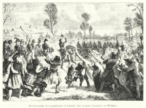 A lakosság lelkesedése a francia csapatok Lengyelországba érkezése miatt (metszet) alkotó: French School
