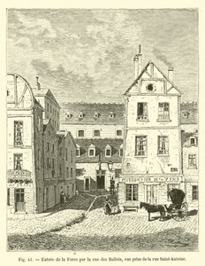 A La Force bejárata a rue des Ballets-en keresztül, kilátás a rue Saint-Antoine-ról alkotó: French School