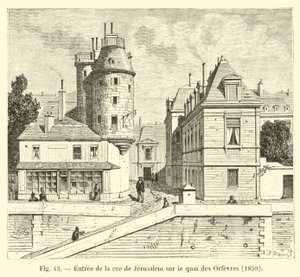 Bejárat a Rue de Jerusalem felől a Quai des Orfevresbe, 1850 alkotó: French School